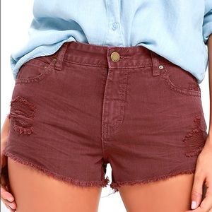 Billabong Highway Washed Marsala Red Denim Shorts